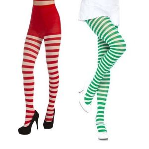 Halloween Stripped Green and Red Tights